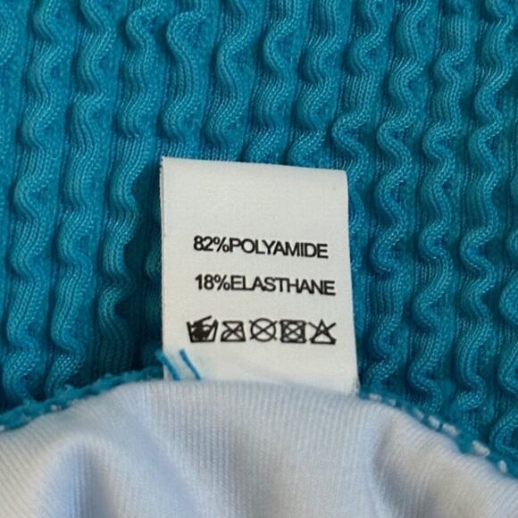 Women One-Shoulder Ribbed Bikini Blue Size M High-Waist Cheeky 2-Piece Swimsuit - Picture 7 of 8